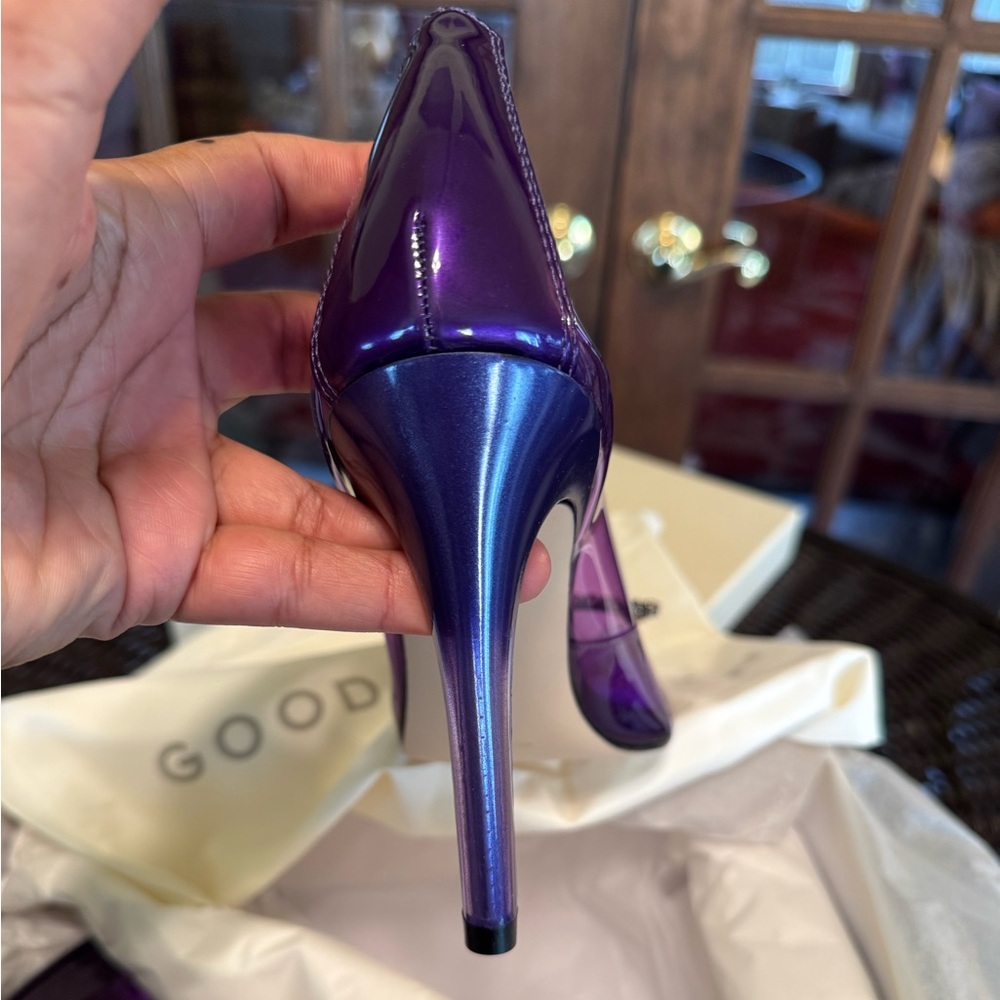 Good American Cinder-F*cking-Rella Jeweled Toe PVC Stilettos in Purple 8.5 - Picture 4 of 8